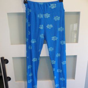 LULAROE BRIGHT BLUE PAW PRINT LEGGINGS SIZE OS WOMEN'S